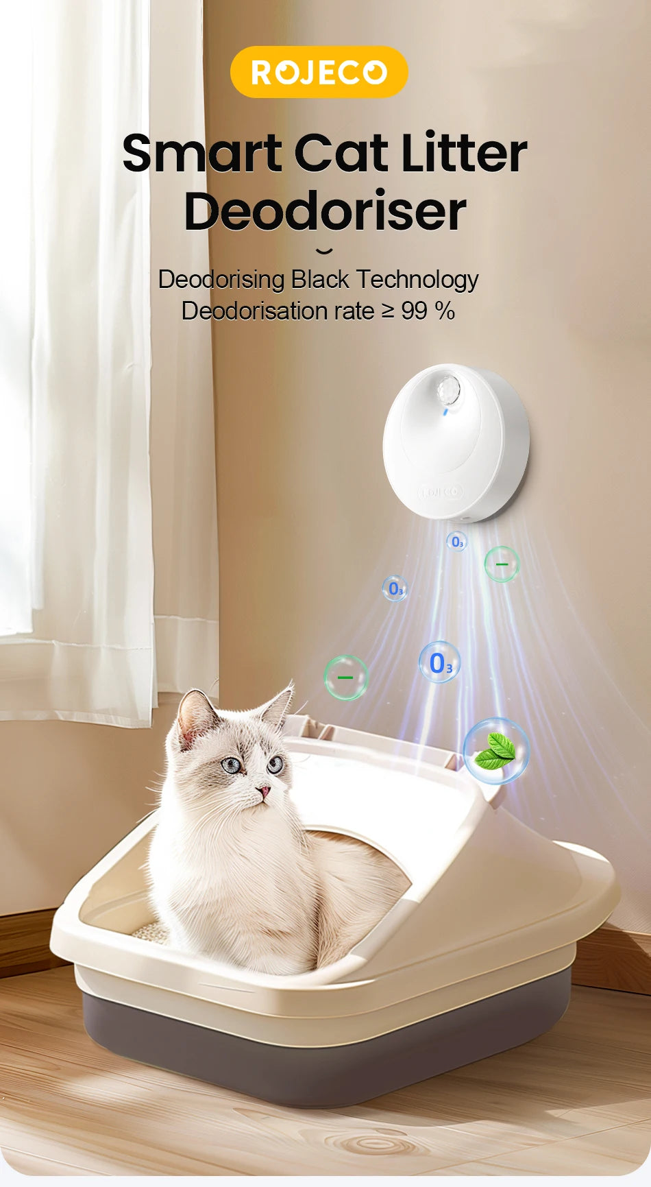 ROJECO Smart Cat Litter Deodorizer