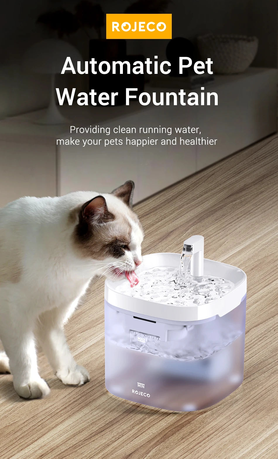 ROJECO Pet Water Fountain with Filter