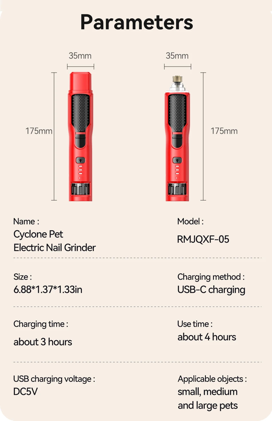 ROJECO 7-Speed Electric Nail Grinder