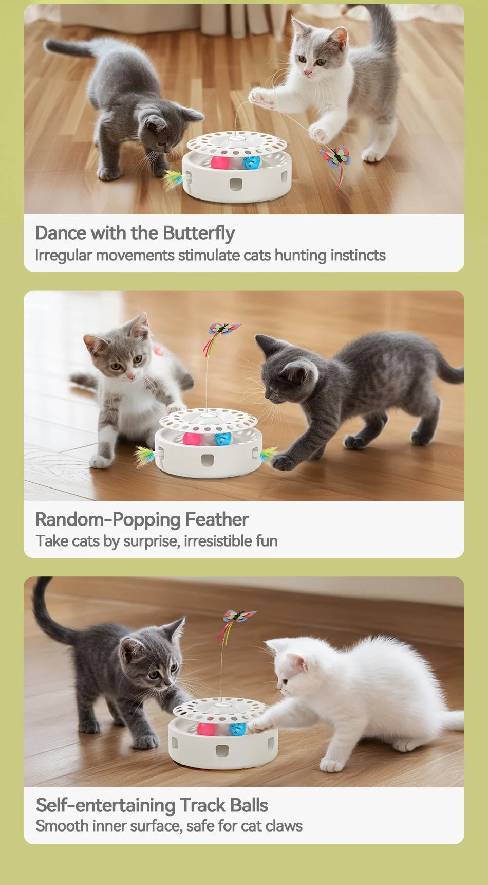ROJECO 3-in-1 Interactive Cat Toy Set