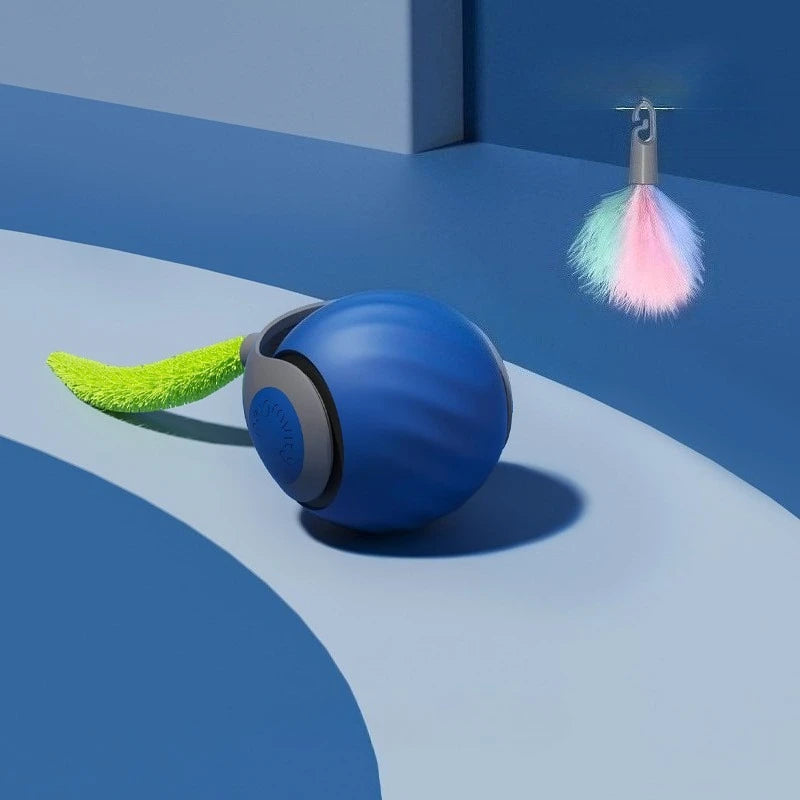 Electric Rolling Cat Ball Toy with Faux Tail