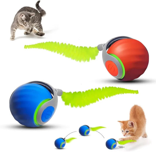 Electric Rolling Cat Ball Toy with Faux Tail
