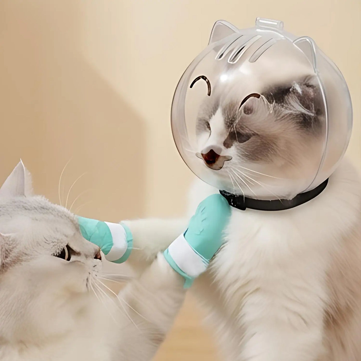 Cat Grooming Helmet & Paw Covers