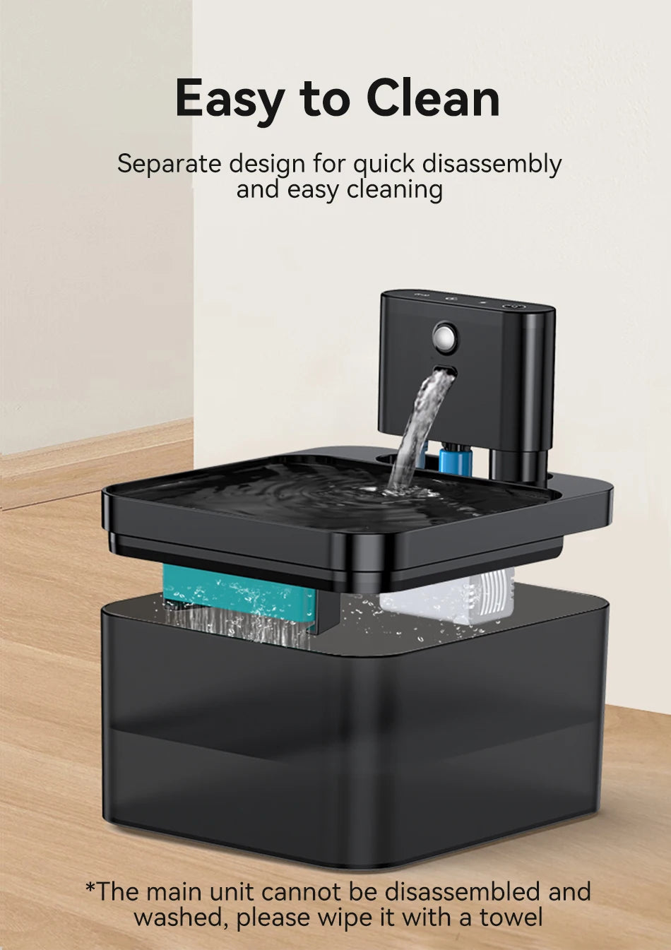 ROJECO Wireless Pet Fountain 2.2L