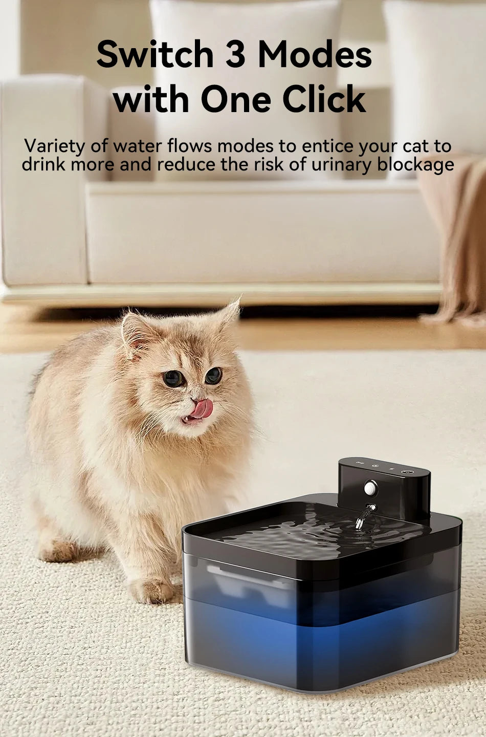 ROJECO Wireless Pet Fountain 2.2L