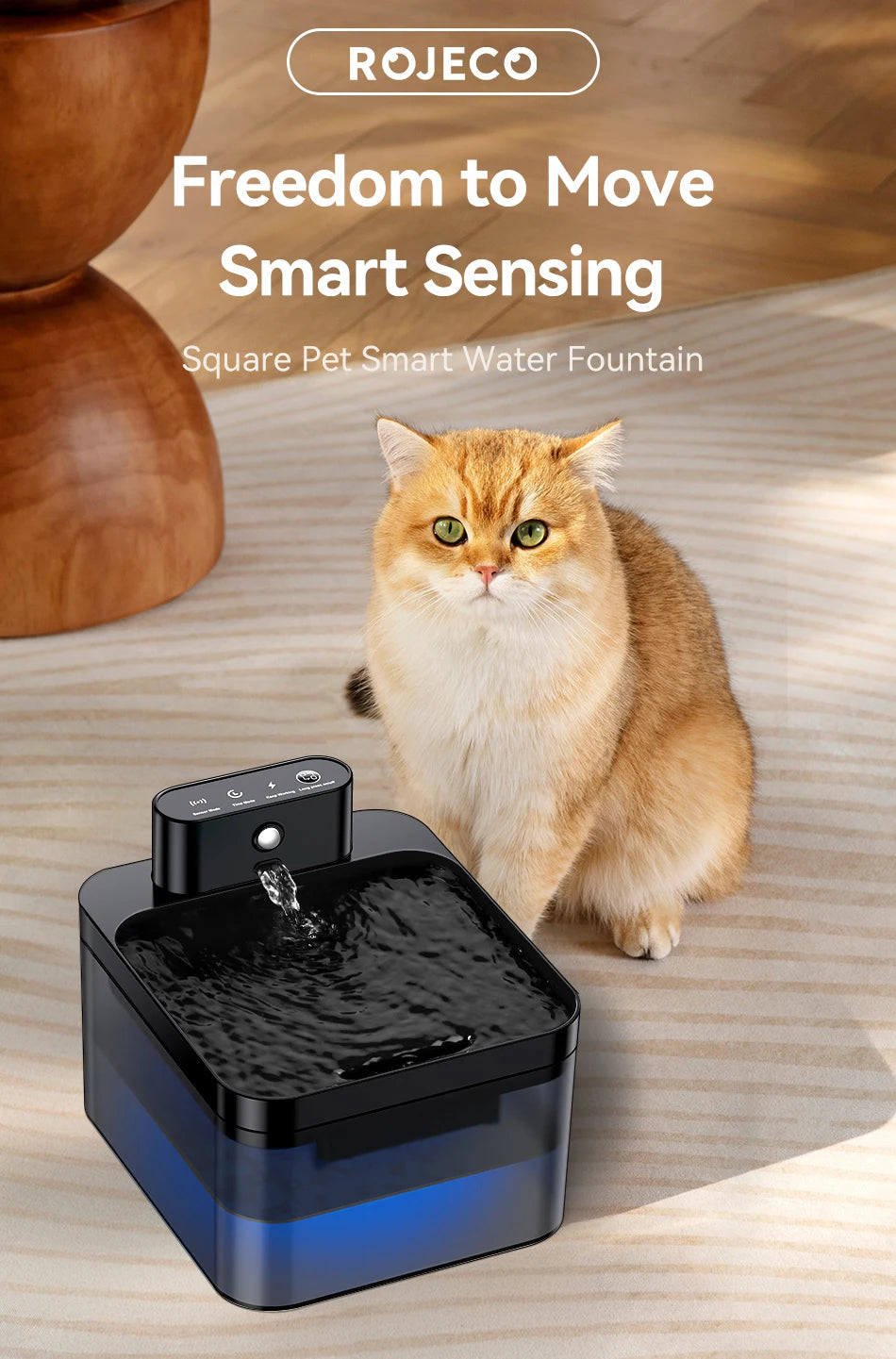 ROJECO Wireless Pet Fountain 2.2L
