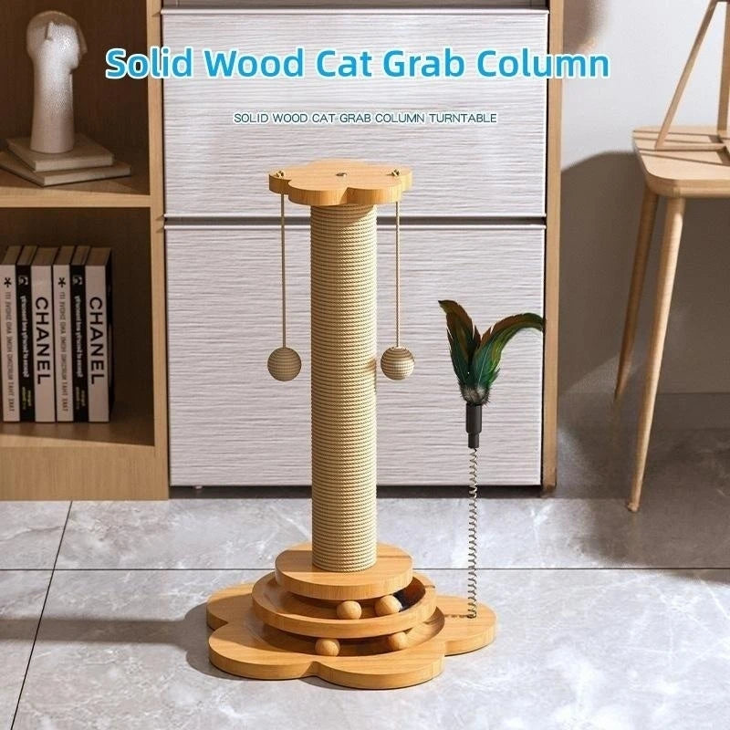 Sisal Cat Scratching Post with Toy Turntable