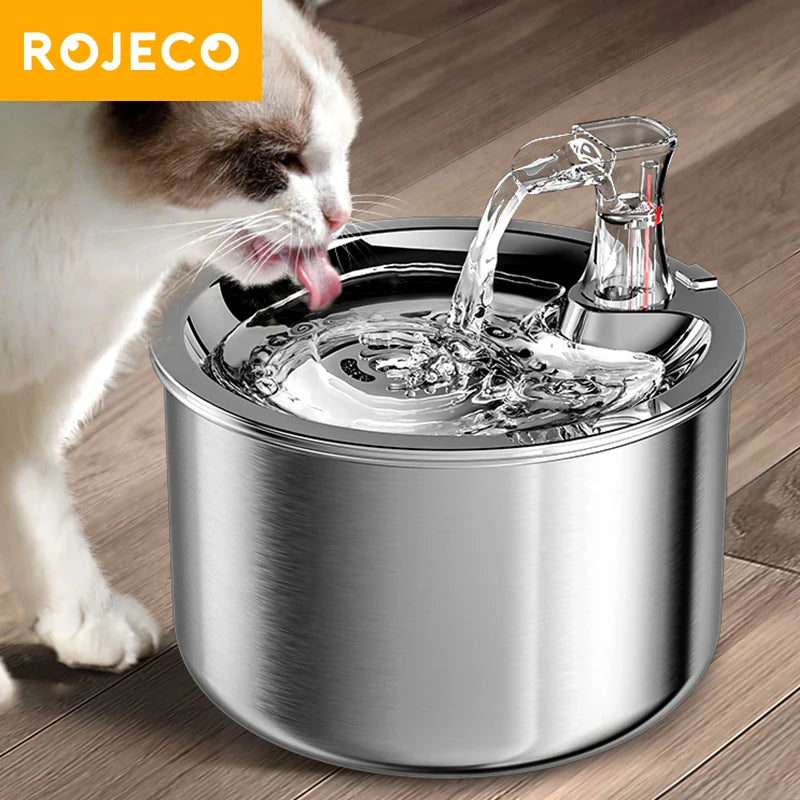 ROJECO 2L Stainless Pet Water Fountain