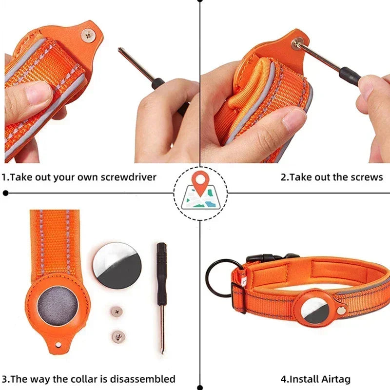 Reflective AirTag Dog Collar
