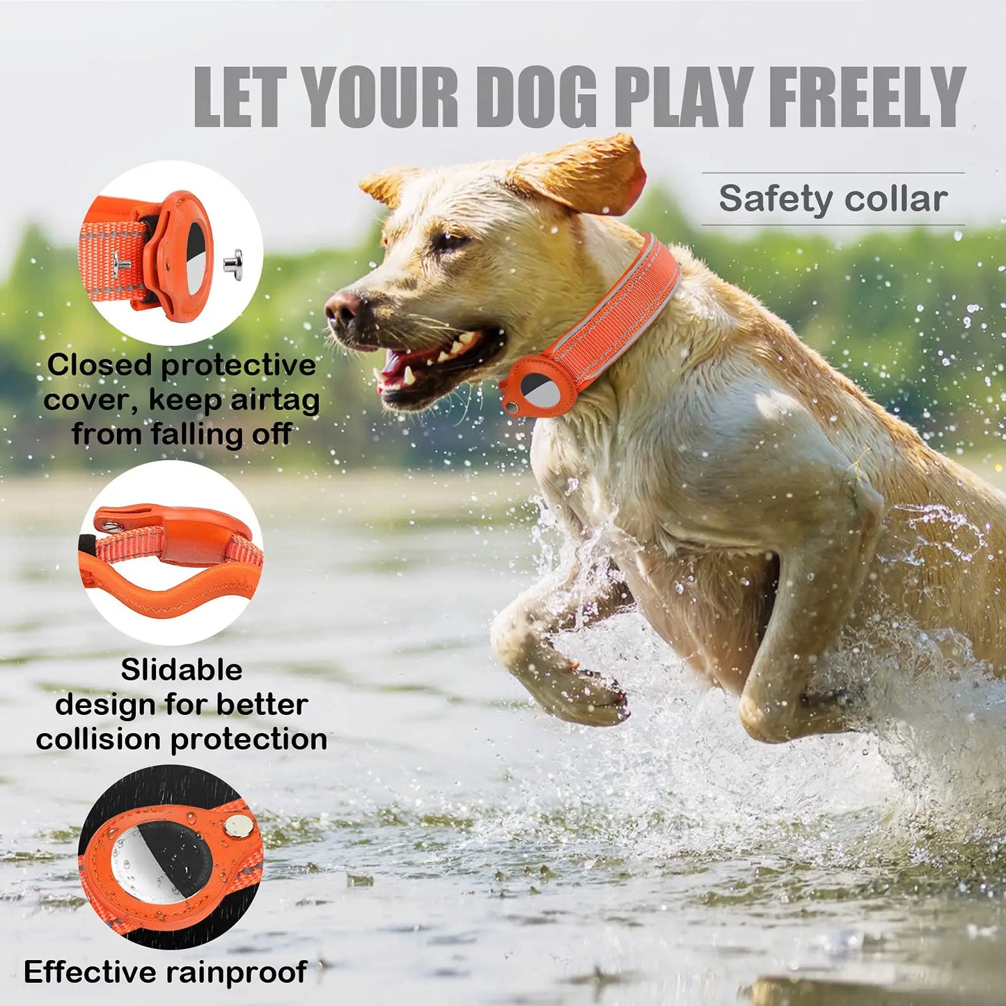 Reflective AirTag Dog Collar